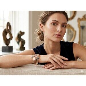 Kendra Scott Kriss Cuff Bracelet set Of 5 Mixed Metal Antique Brass Silver Tones